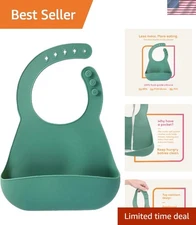 Soft, Waterproof Silicone Bib for Babies | Non-Slip, Easy Clean - Glacier Green
