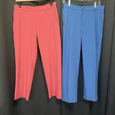 Vineyard Vines Performance Boys 18 Adj Waistband Blue And Coral/Red Golf Pants