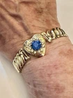 Vtg.Sweetheart Expansion Bracelet Federal USA1/20 10k G F Blue& White Glass