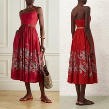 Zimmermann Rhiannon Corset Midi Dress in Red Multi Paisley 3 / 10