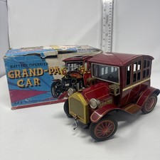 1950'S Rosko Toy Battery Tin Grand-Pa Car W/Box- partially working see video