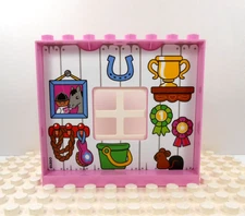 Lego Duplo Item Wall w/ square window pink/white & Trophy Wall inside