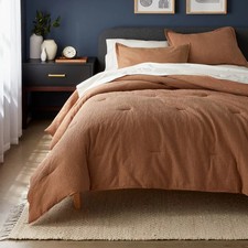 Full/Queen Washed Waffle Weave Comforter Set Camel