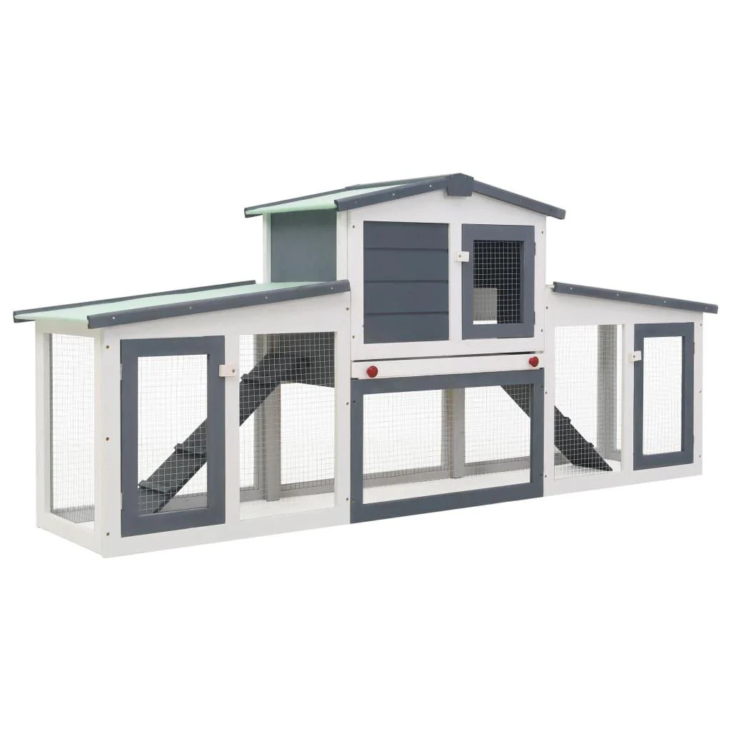 Clapier d'extérieur en bois 204 cm pour sécuriser vos lapins au jardin