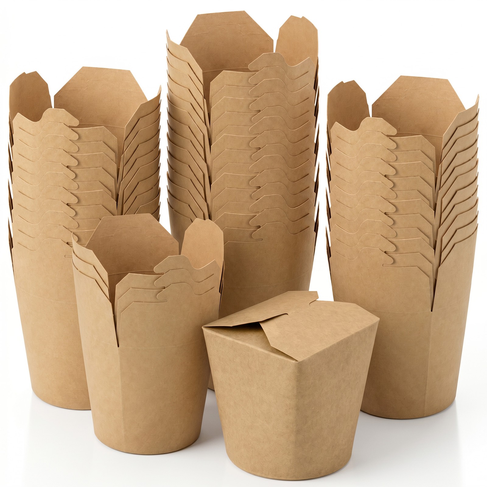 DEXLO 26oz Brown Noodle Boxes Takeaway Food Containers 500 Pack Catering Bulk