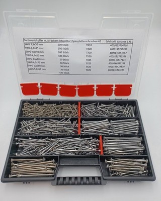 Spanplattenschrauben Torx Edelstahl A2 Holzschrauben Set Sortiment 640 tlg. Box