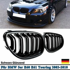 für BMW 5er E60 E61 2004-2009 Nieren Grill GLANZ SCHWARZ Kühlergrill Doppelsteg