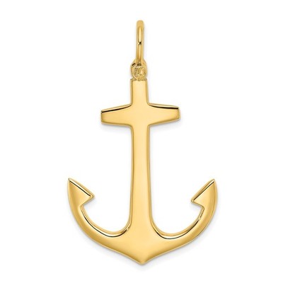 10k Gelbgold 3-D poliert großer Anker Charm Anhänger L-1,81 Zoll 5,45gm