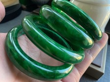 4pc Certified Natural Grade Ice Green Burmese Jade jadeite bangle 56MM