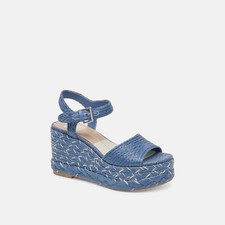 DOLCE VITA women's tiago platform raffia sandals in blue Size 7
