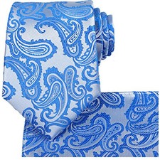 Mens Extra Long Tie Paisley Pattern Necktie  Gift Box 63'' XL Blue