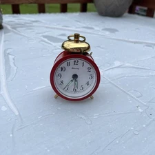 Vintage Blessing West Germany Small Retro Table Wind Up Read/Alarm Clock Works