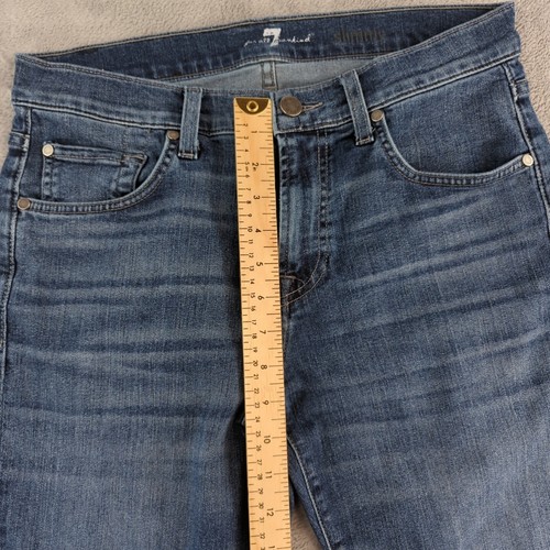 7 For All Mankind Jeans Mens 30 (Fits 30x26.5) Blue Slimmy Slim Straight Stretch - Picture 8 of 11