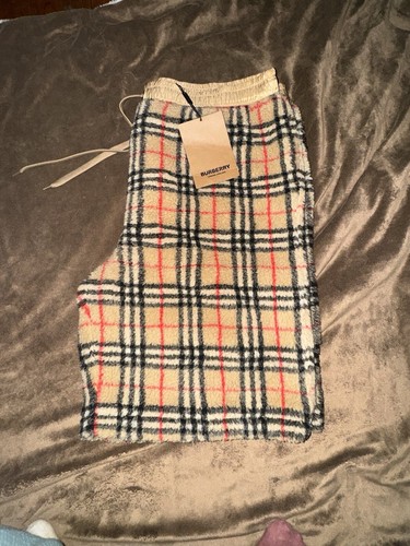 Burberry Icon Stripe Fleece Drawcord Sherpa Shorts Archive Beige Black Men's XXL - Picture 4 of 4