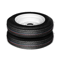 Two Trailer Tire & Rim 4.80-12 4 Ply Load Range B 5 Lug Hole White Spoke Wheel