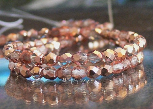 APOLLO Czech Fire Polished Glass Beads 4mm 50 Pcs Faceted Round Bead