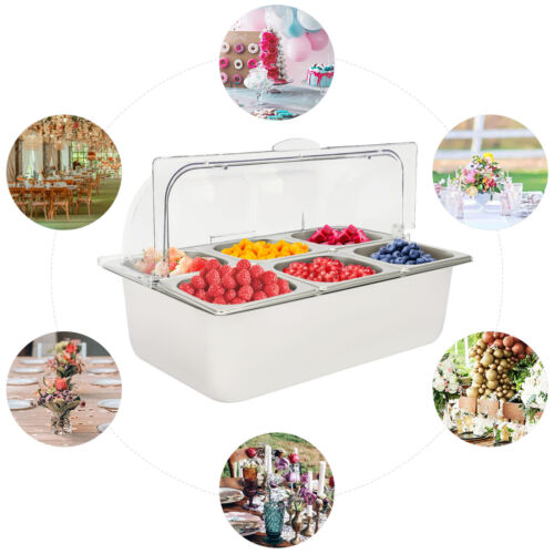 Bandeja buffet de frutas y mariscos para fiesta bandeja de exhibición para servir alimentos helados con tapa enrollable - Imagen 23 de 24