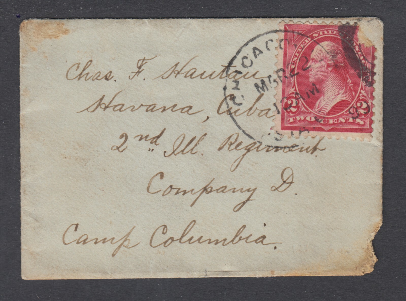 US 1899 post Spanish American War, miniature cover to Camp Columbia, Cuba eBay