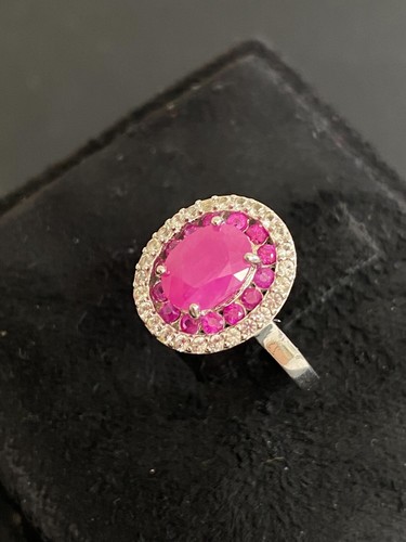 NATURAL RUBY 6X8 WHITE CZ SET STERLING SILVER 925 RING EARRING PENDENTS - 第 9/14 張圖片