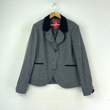 Jack Murphy Tweed Jacket Womens 12 Grey Blue Herringbone Country Hacking Blazer