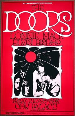 WAR Elvin Bishop Group ビンテージコンサートポスター The Doors Elvin Bishop Mack Cow Palace Randy Tuten 1969 Rare