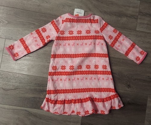 NWT Gymboree Girls Fleece Nightgown Holiday Reindeers Pink Red SIZE 4 Sleep PJ - Picture 3 of 3