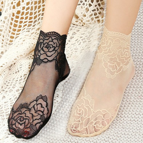 Chaussettes Femme En Dentelle Noire - Taille 39-42, Neuves Sans étiquette
