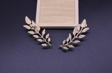 Unisex Fashion Pair Leaf Laurel Gold Collar Suit Shirt Blouse Neck Pin Brooch