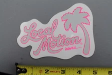 LOCAL MOTION Hawaii Surf Clear Neon Pink Grey 80's LM2 Vintage Surfing STICKER