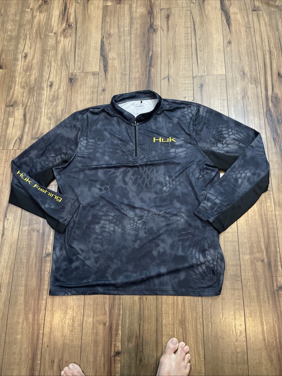Pull Homme Huk Performance – Manches Longues 1/4 Zip – Bleu – Taille M – Pêche