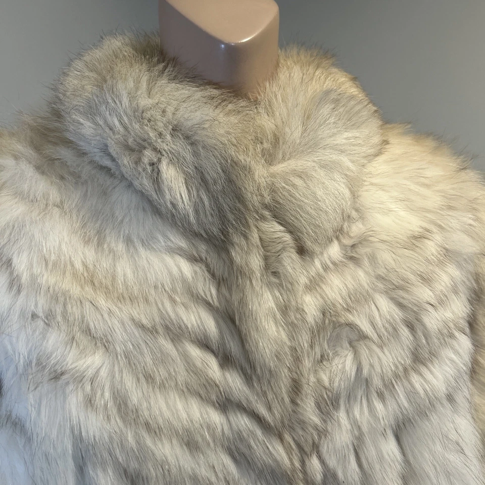 Abrigo Chaqueta De Colección Saga Fox Cuello Mandarín Azul Natural Piel de Zorro Talla M Foto 2 de 4