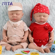 IVITA 18" Sleeping Newborn Baby Lifelike Eyes Closed Full Silicone Reborn Doll