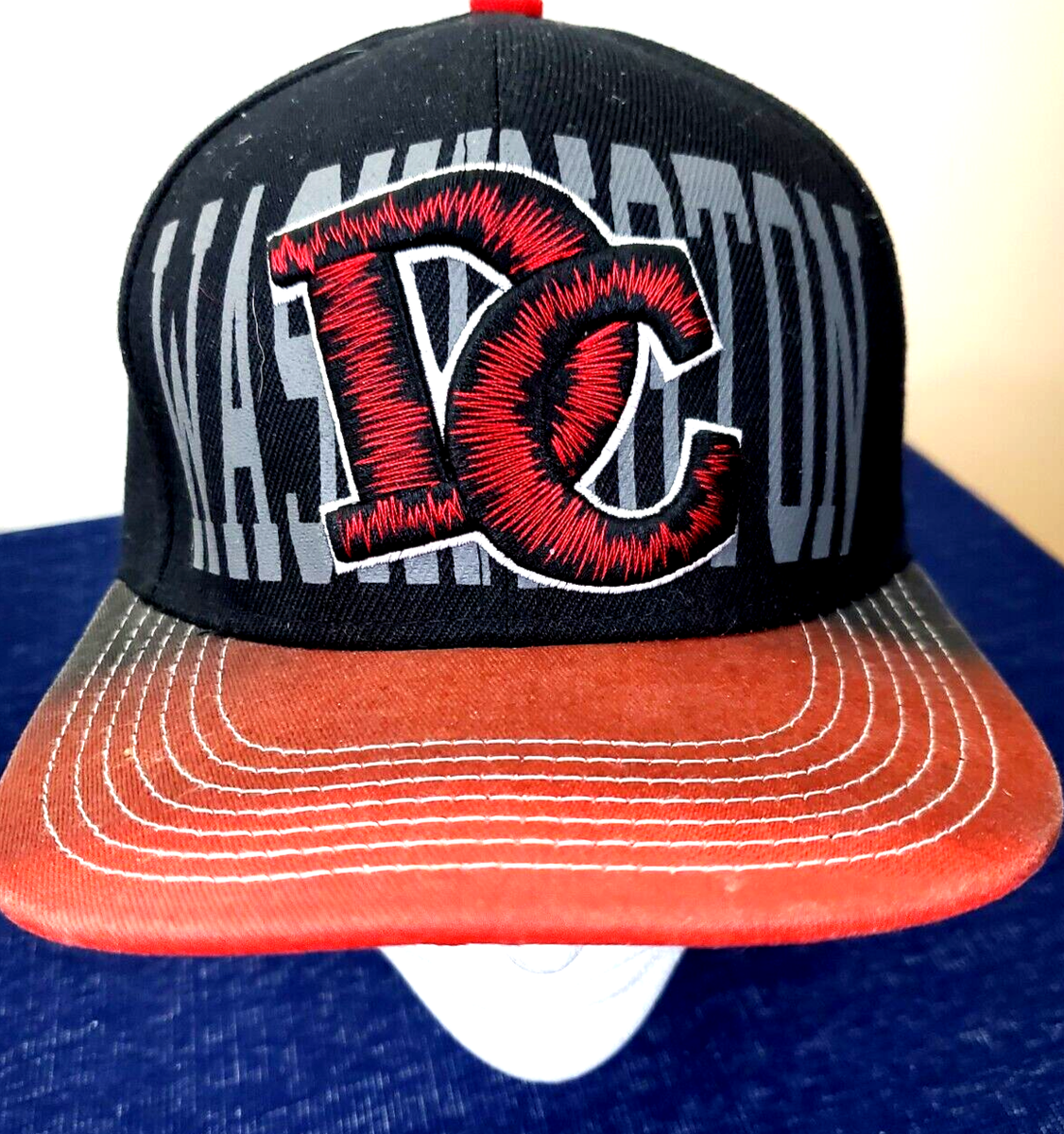 Washington DC Embroidered Wholesaler Inc Red & Black Cap Hat  display picture 2