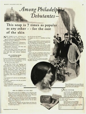 1925 Woodbury's Facial Soap Vintage Print Ad Philadelphia Debutante 