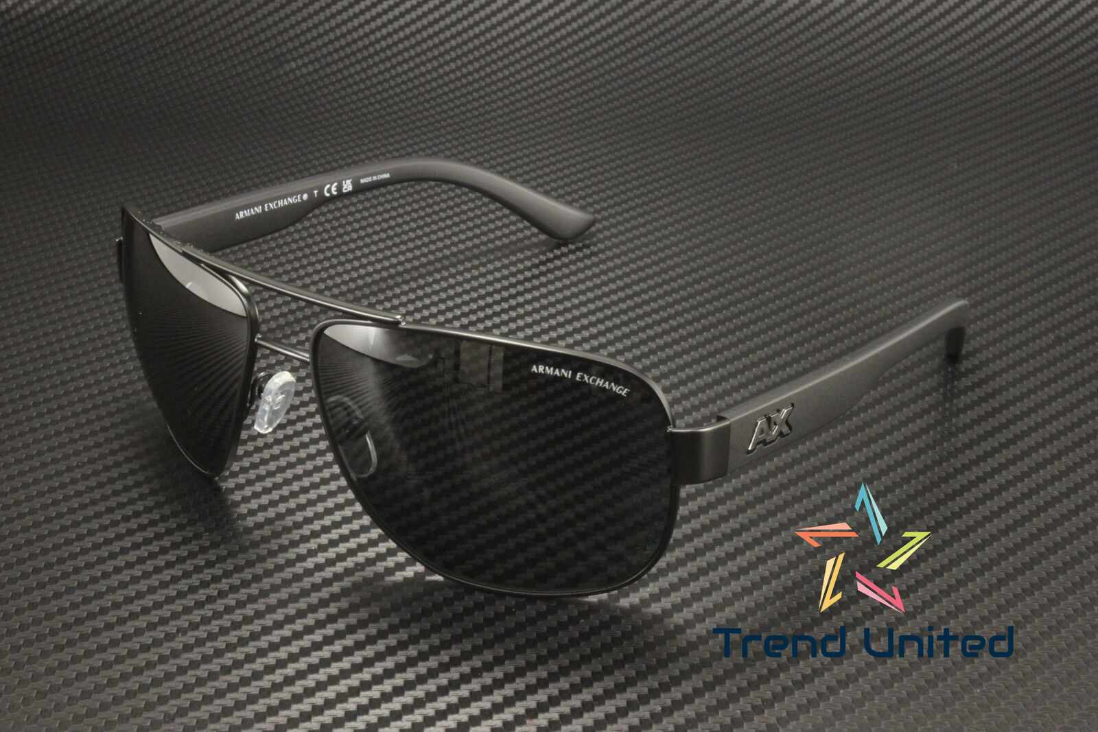 ARMANI EXCHANGE AX2012S 606387 Satin Black Bk Grey SoIId 62 mm Men's Sunglasses