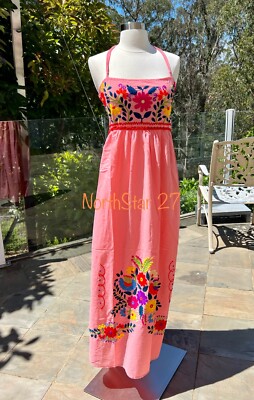 Plus/Regular Size Embroidered Moroccan Vacation Halter Neck Sun Dress