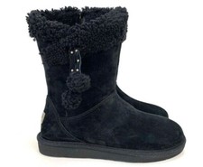 NUEVAS UGG Mujeres Talla 10 Plumdale Puño Corto Botas de Invierno con Pompón Negro 1102933