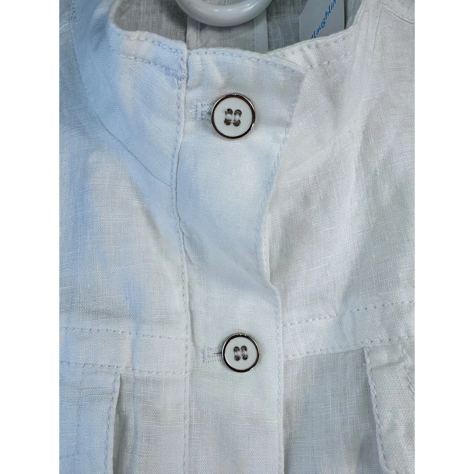 J.Mclaughlin NWT 100% Linen Vista Jacket S Womens White Enamel ButtonPockets - Image 4 of 4