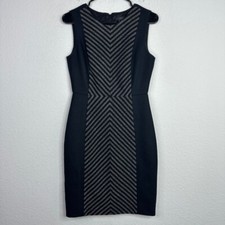 J.Crew Dress Women Size 2 Black Grey Wool Blend Chevron Sleeveless Career Sheath