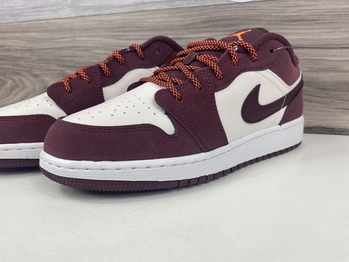 *Nike Air Jordan 1 Low "Night Maroon" Phantom Orange White (553560 068) GS Youth - Picture 6 of 10