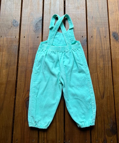 Vintage 80's Mothercare 90 cm English mint green corduroy overalls one piece - Picture 8 of 11