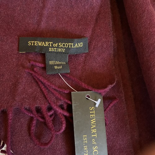 Stewart of Scotland 100% Wool Plum Scarf NWT’S - Picture 2 of 2