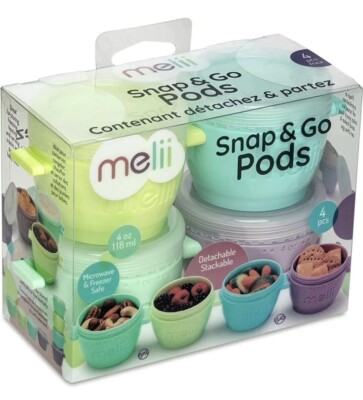    Melii Snap and Go Pods (4oz) Detachable & Stackable - 4 pack set