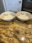 2 RED WING POTTERY " DAISY CHAIN " PATTERN HAND PAINTED CEREAL BOWLS