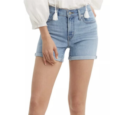 Women's Levi's 524 Skinny 9 Lightwash Faded Stretchy Cuffed Shorts 29 