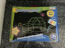 Fun Forts Glow Building Kit - 81 Piece Glow in The Dark Set - STEM Building Toy!