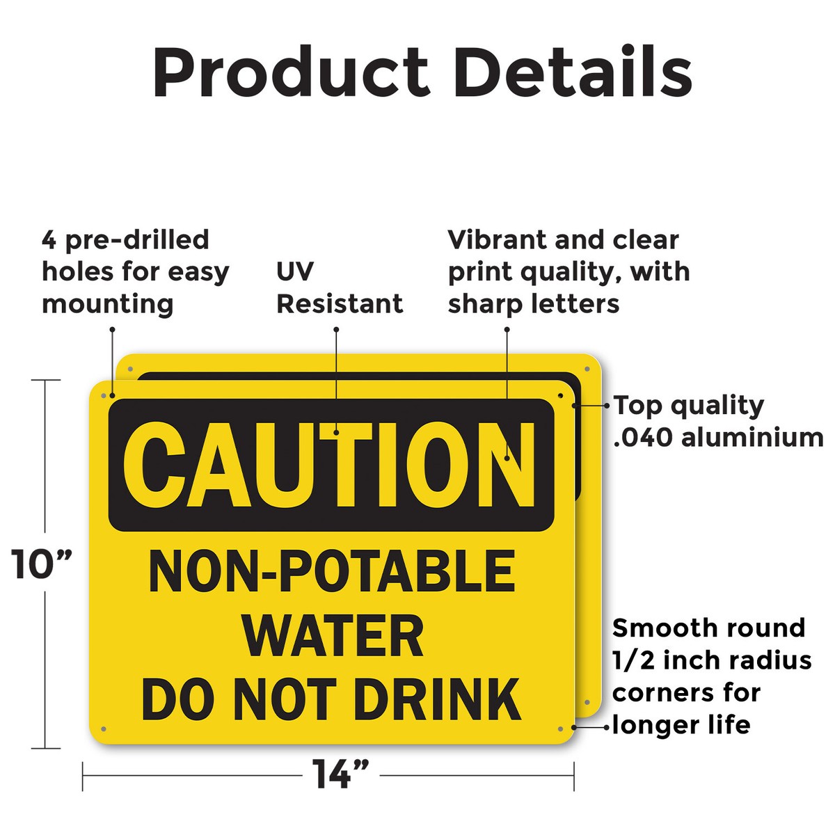 Danger Non Potable Water, Do Not Use For Drinking Sign - Foto 9