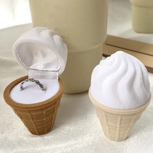 Ice Cream Shape Ring Box Lovely Large Capacity Storage Ice Cream Earring Case - Picture 8 of 16
