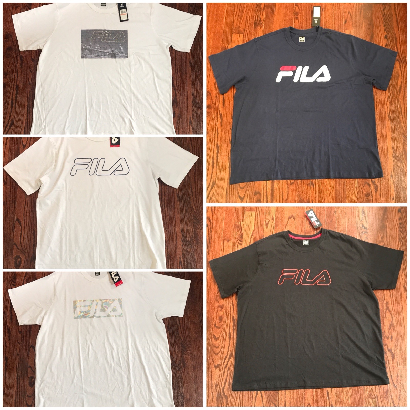 MAGLIETTE DA UOMO FILA BIG LOGO RETRÒ SS NUOVA CON ETICHETTE TAGLIA XL 4XL