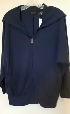 New York Company 97% cotton, 3% spandex solid navy zip front